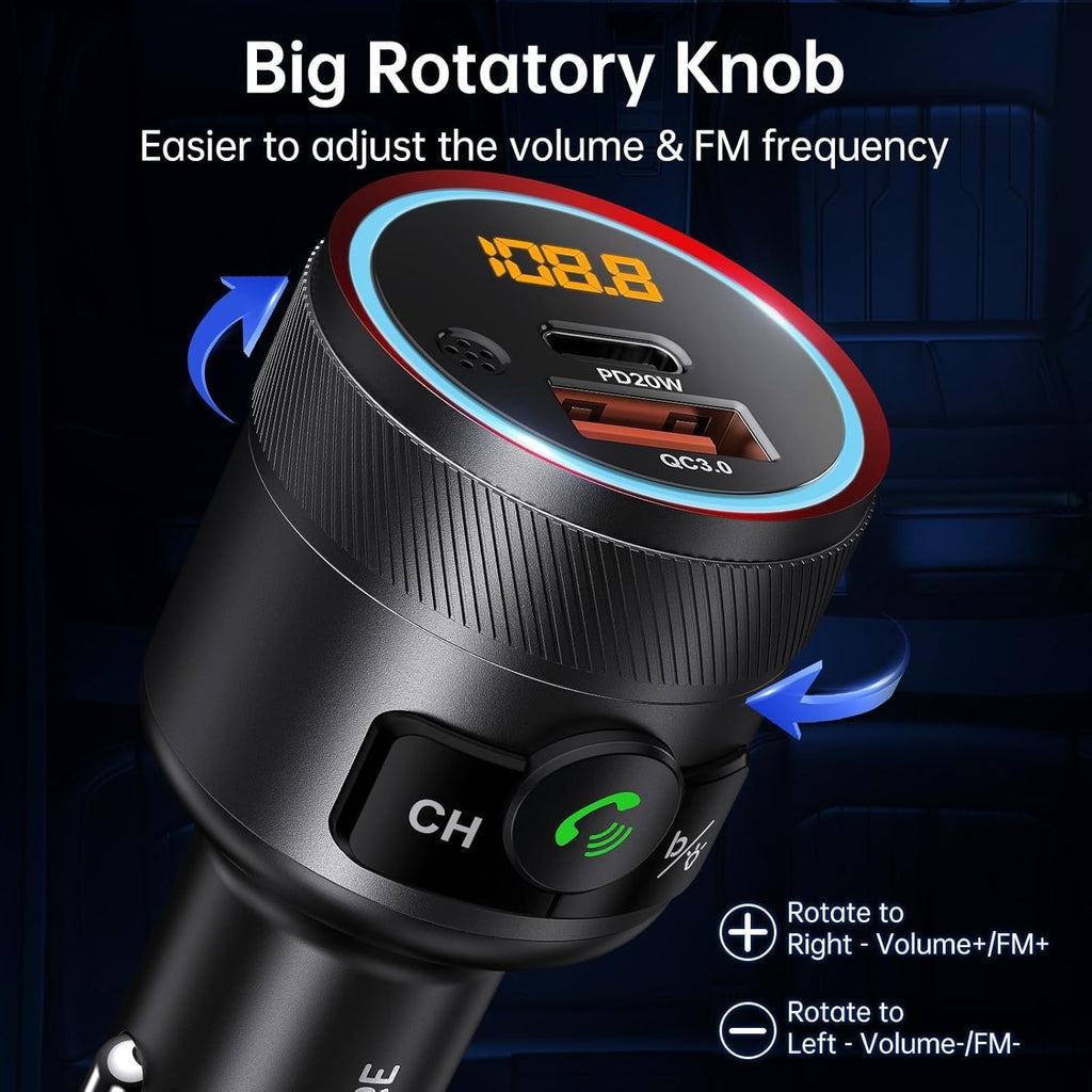 Syncwire CH93 Bluetooth 5.1 Car FM Transmitter with 38W PD & QC3.0 Fast Charging
